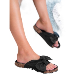 Bona Mocka tofflor med rosett svart 1