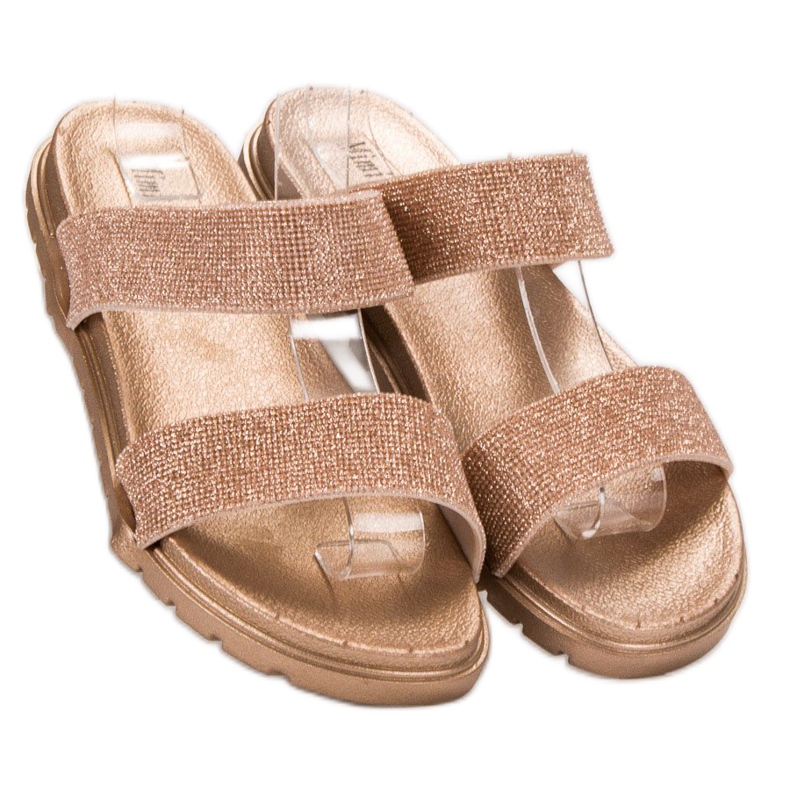 SHELOVET Gummi tofflor med glitter gul 1