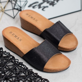 SHELOVET Glitter Wedge Tofflor svart 1