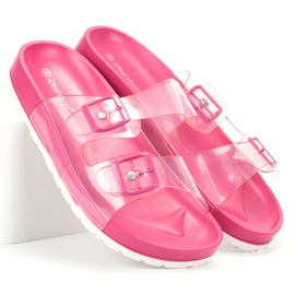 Ideal Shoes Transparenta tofflor med spänne rosa 1