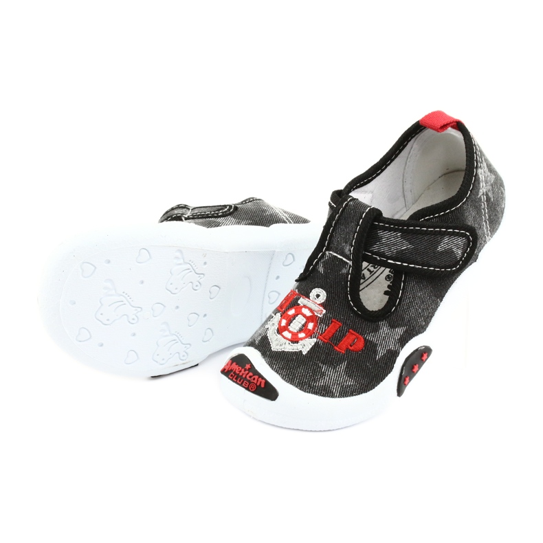 American Club Barns sneakers läderinsats TEN12 svart röd grå 5