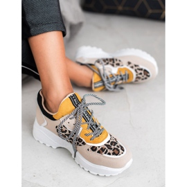 SHELOVET Trendiga sneakers i leopardmönster brun 1