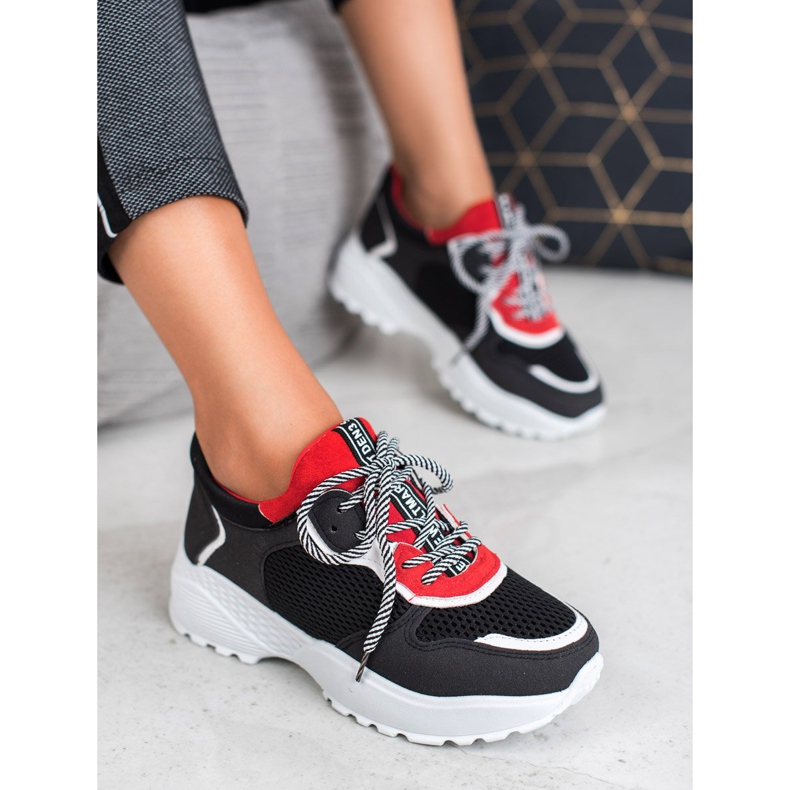 SHELOVET Trendiga svarta sneakers mångfärgad 2