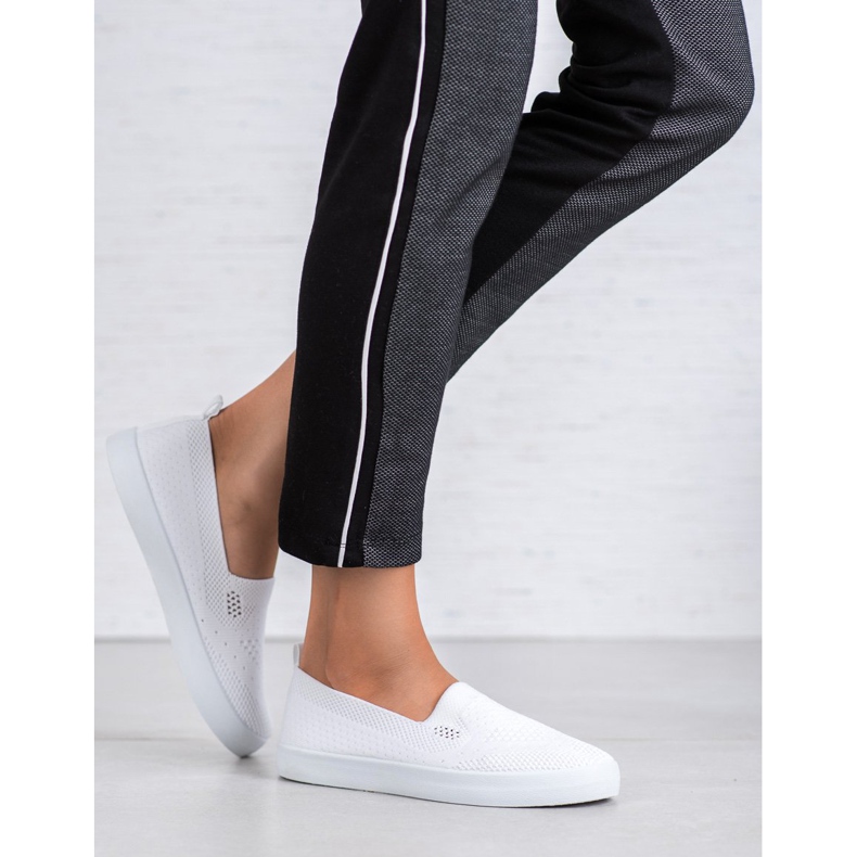 SHELOVET Textil Slipons vit 2