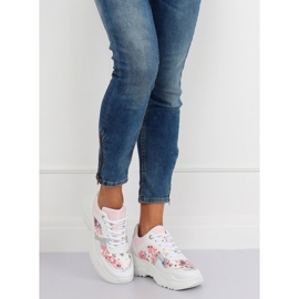 Vita blommasportskor 3002 VIT / BLOMMA Röd 2