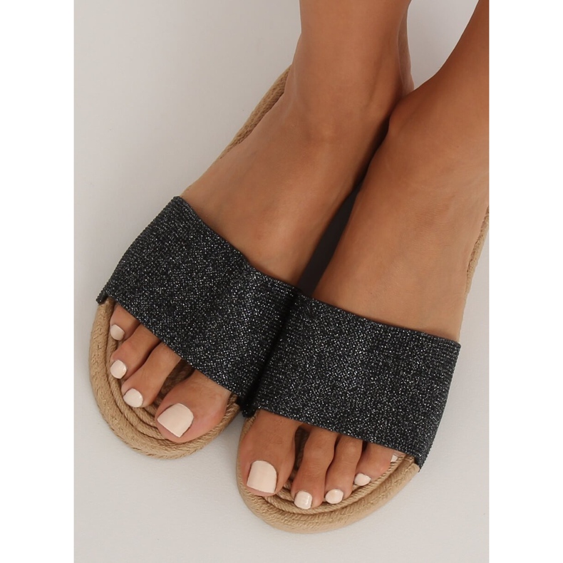 Svarta kvinnors svarta tofflor JFF-V182 Svart 2