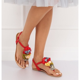 Flip-flops med röda blommor L518 Röd 2