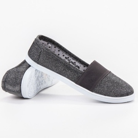 SHELOVET Slip-on sneakers med glitter grå 1