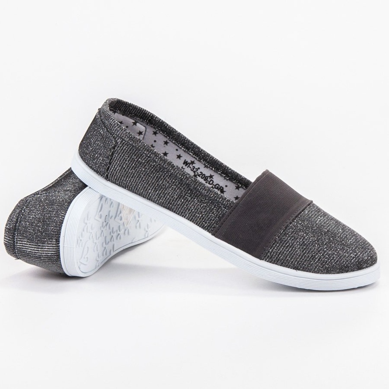 SHELOVET Slip-on sneakers med glitter grå 1