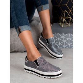SHELOVET Lätta slipons på plattformen svart grå 1