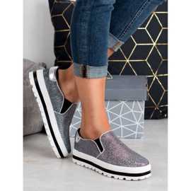 SHELOVET Lätta slipons på plattformen svart grå 2