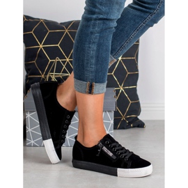 SHELOVET Svarta sneakers grön 1