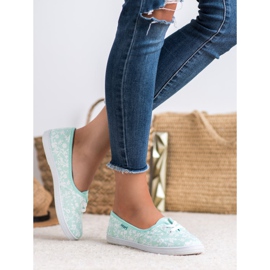 Sneakers med VICES -mönster vit grön 2