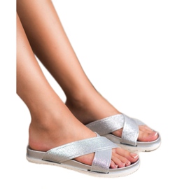 Emaks Silver tofflor med glitter grå 1