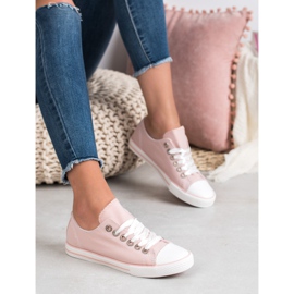 SHELOVET Sneakers bundna med ett band rosa 1