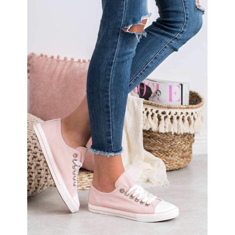 SHELOVET Sneakers bundna med ett band rosa 2