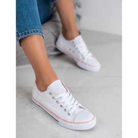 SHELOVET Klassiska vita sneakers rosa 1