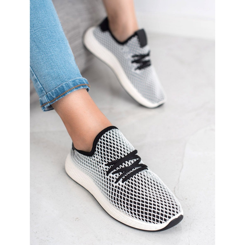 SHELOVET Trendiga slip-on skor vit svart 1