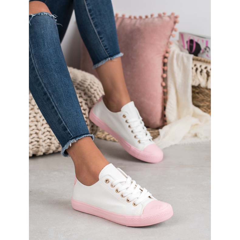 SHELOVET Tvåfärgade sneakers vit rosa 1