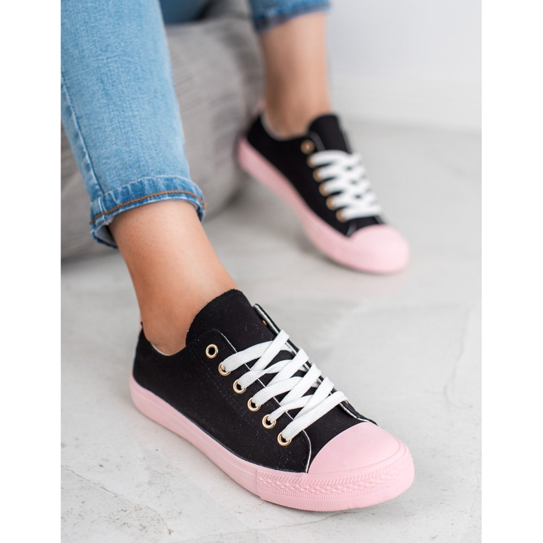 SHELOVET Tvåfärgade sneakers svart rosa 1