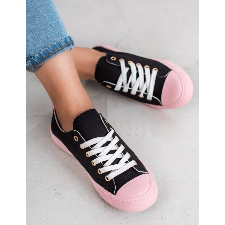 SHELOVET Tvåfärgade sneakers svart rosa 2