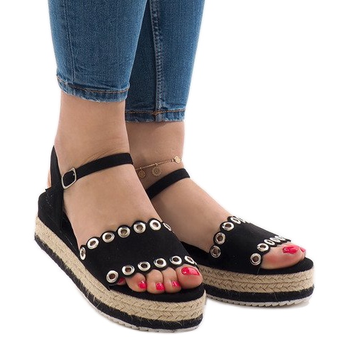 Svarta sandaler på plattformen 99-46 2