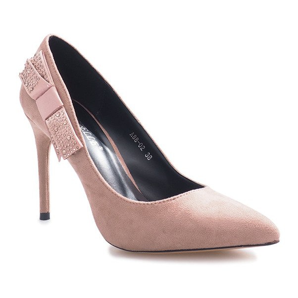 Rosa klackar med en Bordeaux rosett 1