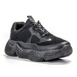 SHELOVET Trendiga svarta sneakers 1