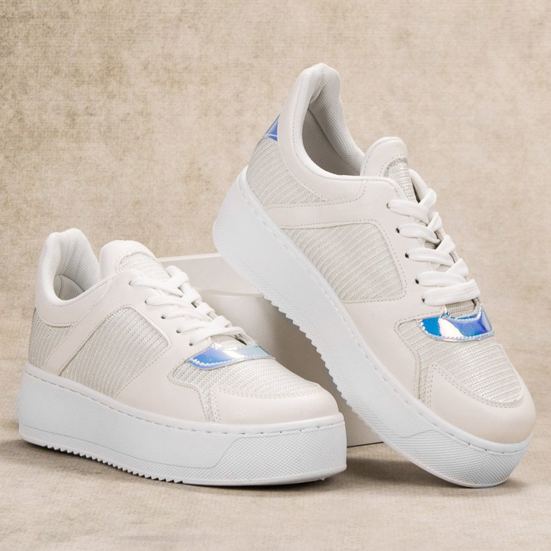 Ideal Shoes Sneakers med glitter vit 1