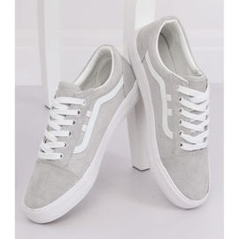 Grå Kvinnors grå sneakers B70A SILVER / WHITE 1