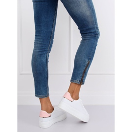 Sneakers på en hög sula vit och rosa B0-31 VIT / ROSA 1