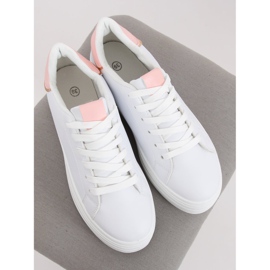 Sneakers på en hög sula vit och rosa B0-31 VIT / ROSA 2