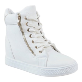 Vita sneakers på en kilklack med en guldreglage DD477-2 1