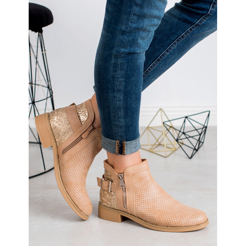 Bestelle Beige Snake Print stövlar 2