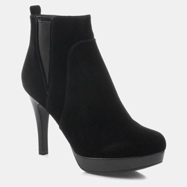 Stövlar på högklackad J0084-1 svart dragkedja 1