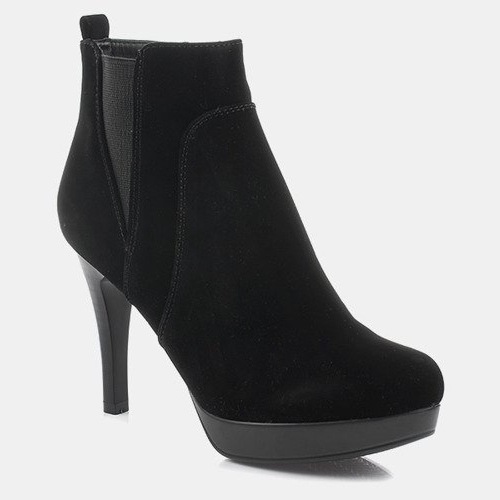 Stövlar på högklackad J0084-1 svart dragkedja 1