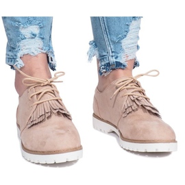 Beige loafers med krossande hårda fransar 1