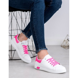 Ideal Shoes Kvinnors sportskor vit rosa 2