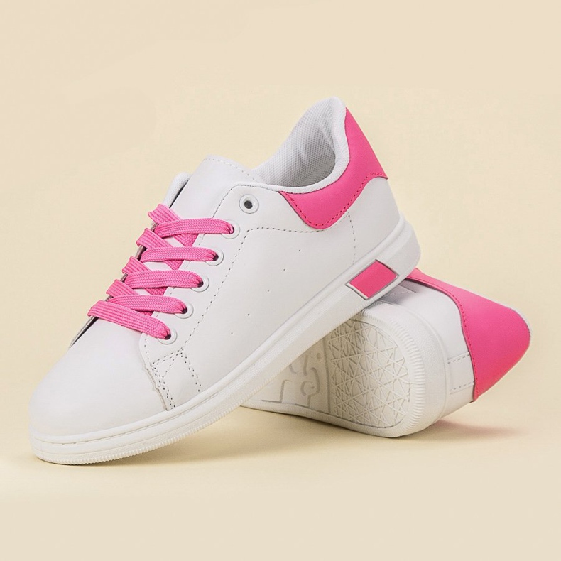 Ideal Shoes Kvinnors sportskor vit rosa 1