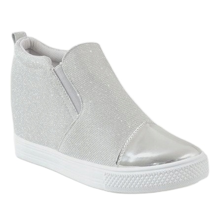 Silver sneakers på kilen DD410-2 grå 1