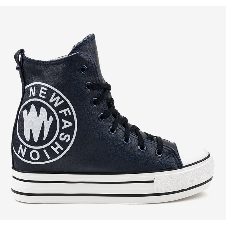 Marinblå wedge sneakers W09 2