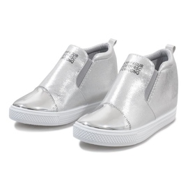 Silver openwork sneakers på kilen DD392-2 grå 1