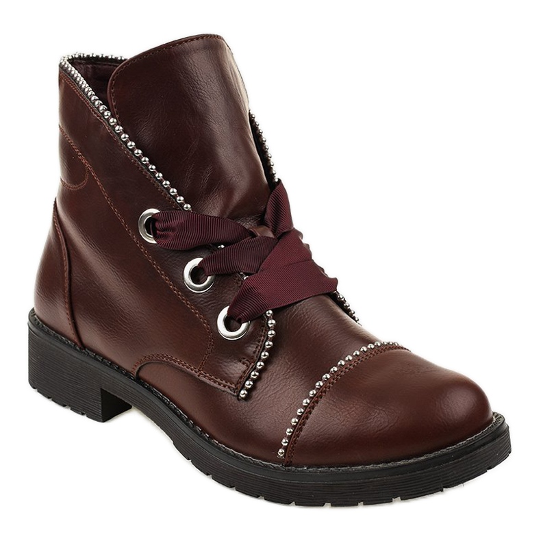 Kayla Shoes Maroon spetsiga stövlar 11606-73 röd 1
