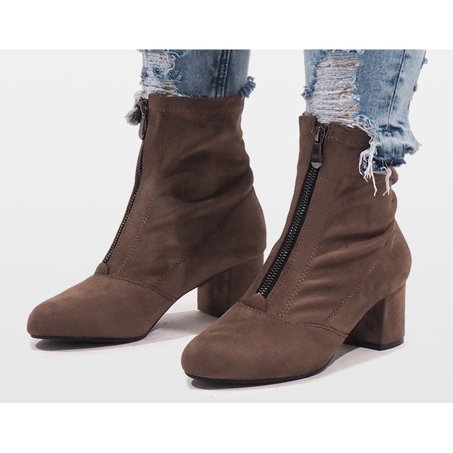 Kaki mocka stövlar med FOZ-01 dragkedja mångfärgad grön 2