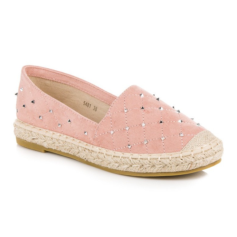 Coura Quiltade espadrillor i mocka rosa 2