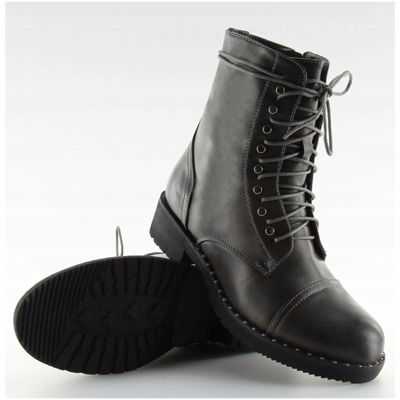 Grå stövlar med dubbar grå B0-193 Grå 1