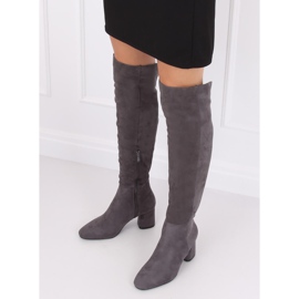 Grå stövlar över knä YQ215 grå 1