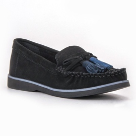 Filippo Läder Loafers med fransar svart 1