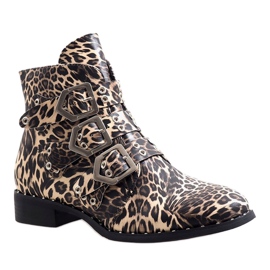 Leopardstövlar fästa med 7-X7185C spännen svart mångfärgad 1