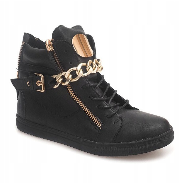 Höga sneakers med dragkedja 3346 svart gul 1